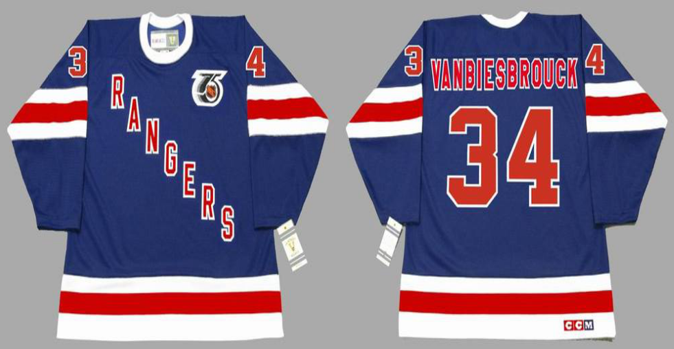 2019 Men New York Rangers #34 Vanbiesbrouck blue CCM NHL jerseys->new york rangers->NHL Jersey